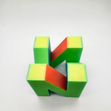 Top view of multicolor N64 inspired retro gaming display logo
